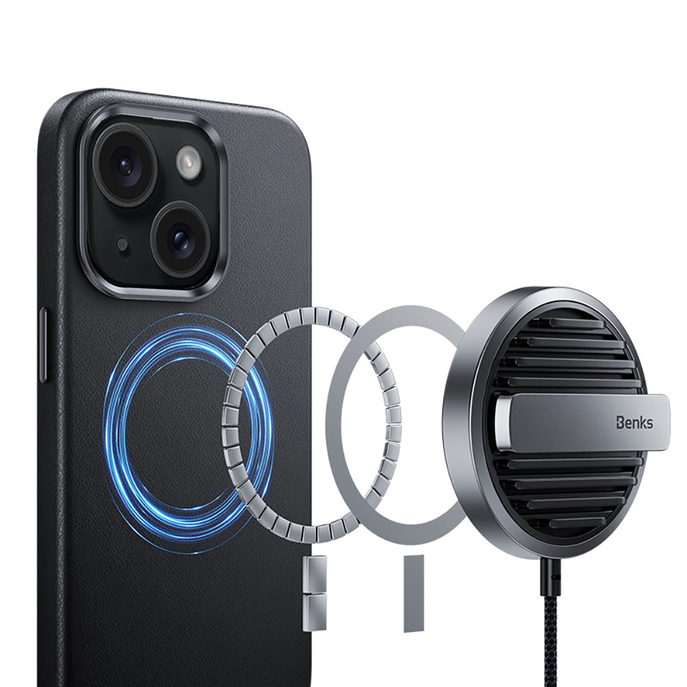 Benks Vintage Leather iPhone 15 Kılıf M-safe Şarj Özellikli Telefon Kılıfı Benks Vintage Leather iPhone 15 Kılıf M-safe Şarj Özellikli Telefon Kılıfı